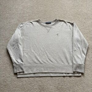 Polo Ralph Lauren Sweatshirt Mens Large Heather Gray Crewneck Pony Logo V-Stitch